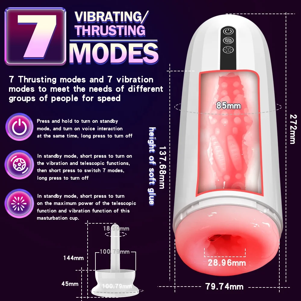 Masturbator for Men Automatic Sucking Male Machine Oral Vaginal Penis Vibrator Sex Toy for Men Masturbation Cup Blowjobs Machine