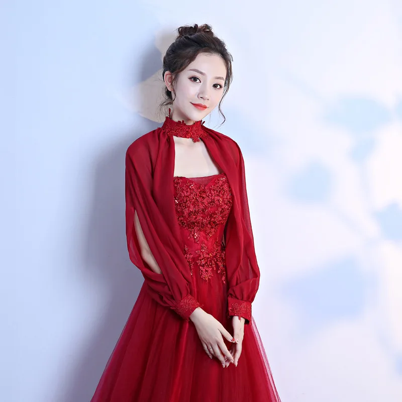 Summer Women Side Split Long Sleeve Wedding Cape Shawl Women Halter Neck Shrug Open Front Lace Party shawl