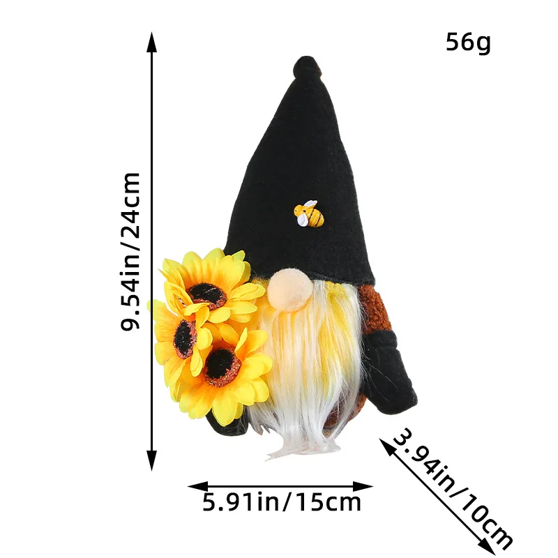 HLY Christmas Halloween Decoration Gift Bee Dwarf Faceless Doll Lovely Sunflower Bee Doll Ornaments for Holiday Gifts