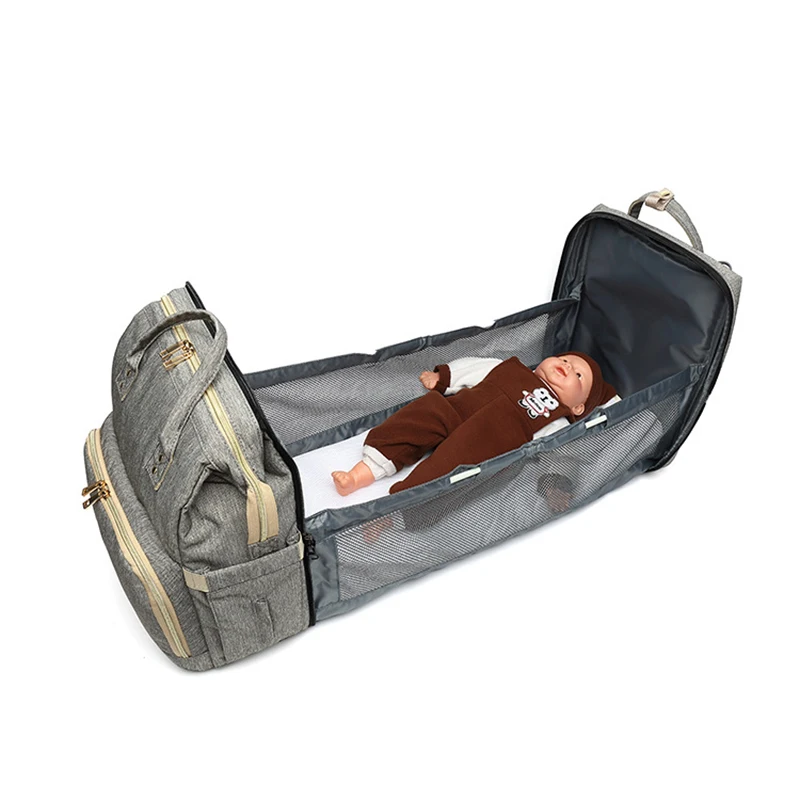OEM/ODM Waterproof Premium Baby Three In One Backpack Folding Bed Diaper Bag For Mom