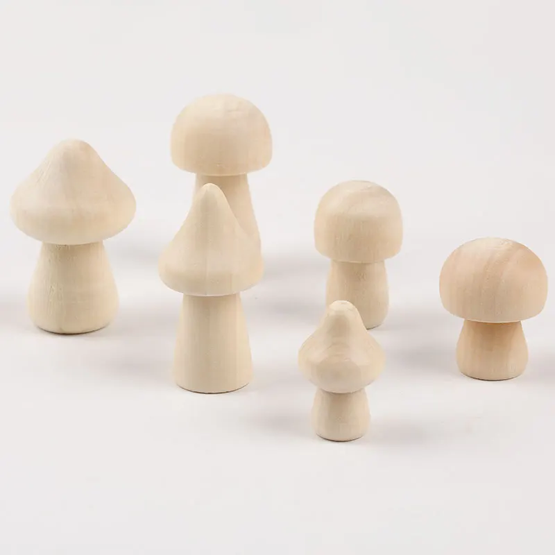 Blank Unfinished Wooden Mushroom 11 Sizes of Natural Wooden Mushrooms for Arts & Crafts Projects Decoration DIY Paint Color