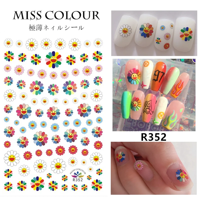 R317- 417miss colour Nail Decals Sticker Charms Black Lace Flower Leaf Decal Self Adhesive Nail Art Decoration