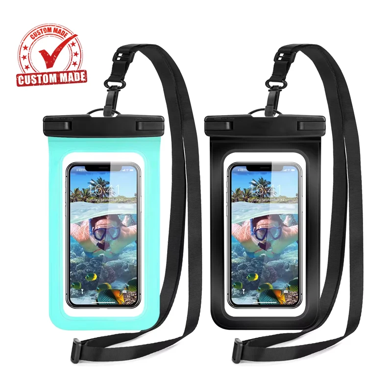 Customized PVC Waterproof Cell Phone Pouch [2-Pack] with Lanyard for iPhone15 /SamsungS22 and More Up to 7 Inches