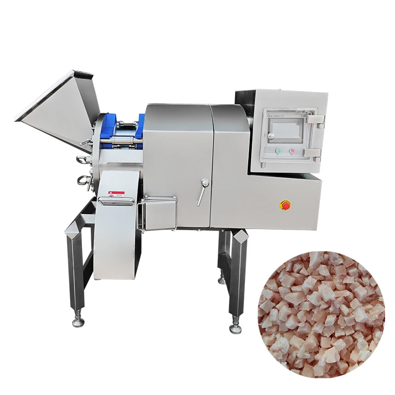 JY-350 One time molding frozen meat diced machine large-scale 3D frozen chicken breast meat cutting equipment