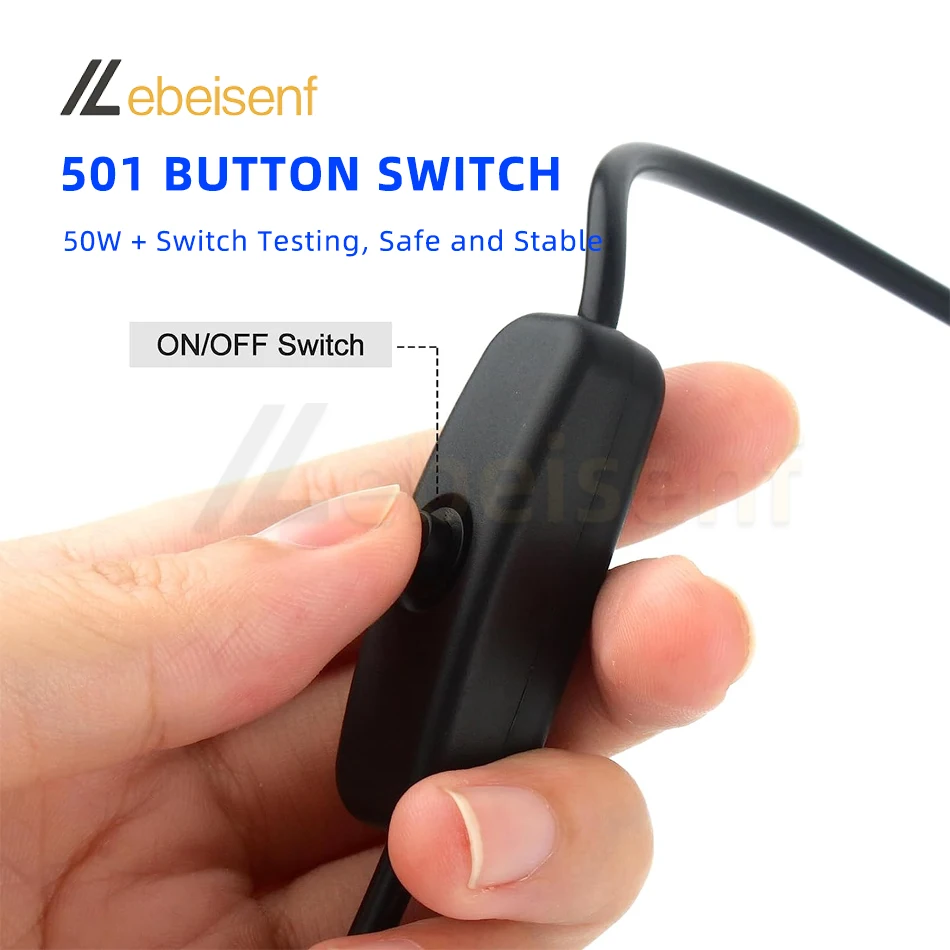 5 В 12 501 провод с кнопкой переключения 22 AWG USB 2 0 2-Pin 2-ядерный 1 м черный белый электронный разъем питания включенным