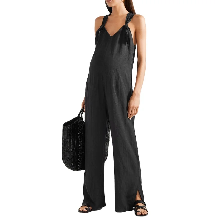 China wholesale clothing womens maternity linen-blend jumpsuit