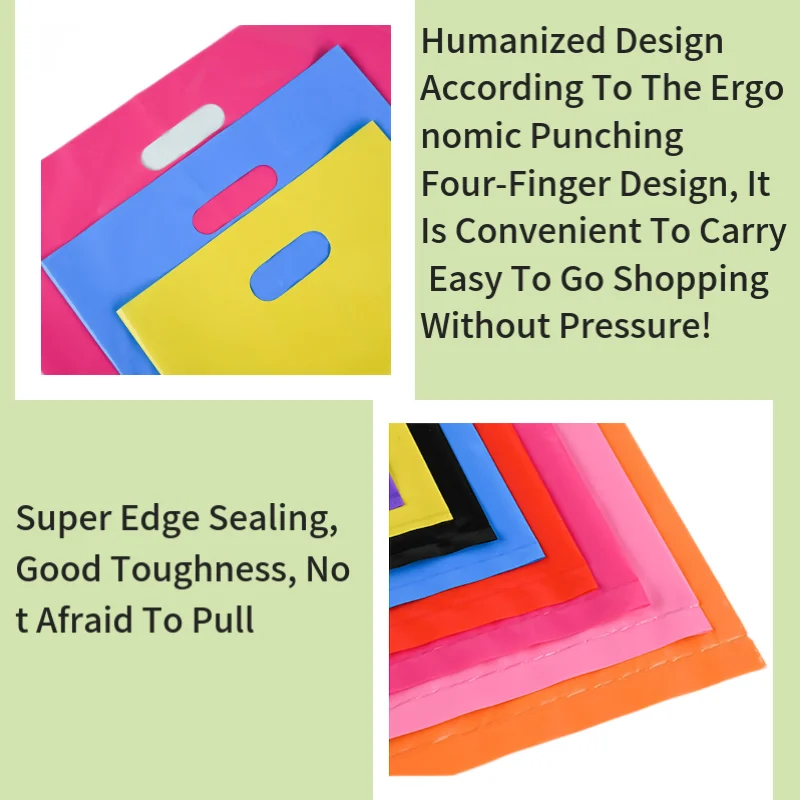 Eco Friendly Die Cut Pe Plastic Handle Shopping Bags Packaging With Logo For Boutique