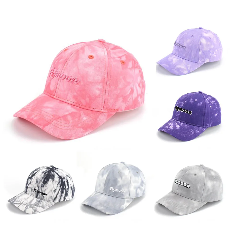 New Fashion Multicolor Tie-dye Baseball Dad Hat With Custom 3d Embroidery Logo Casquette Homme Cotton Fitted Snapback Cap