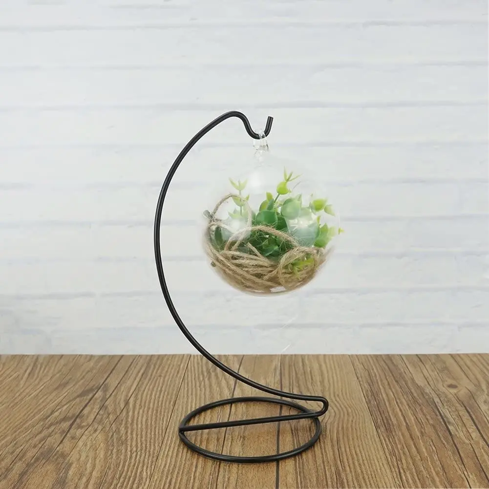 Black Iron Hanging Stand Rack Holder for Hanging Glass Globe Air Plant Terrarium, Witch Ball, Christmas Ornament