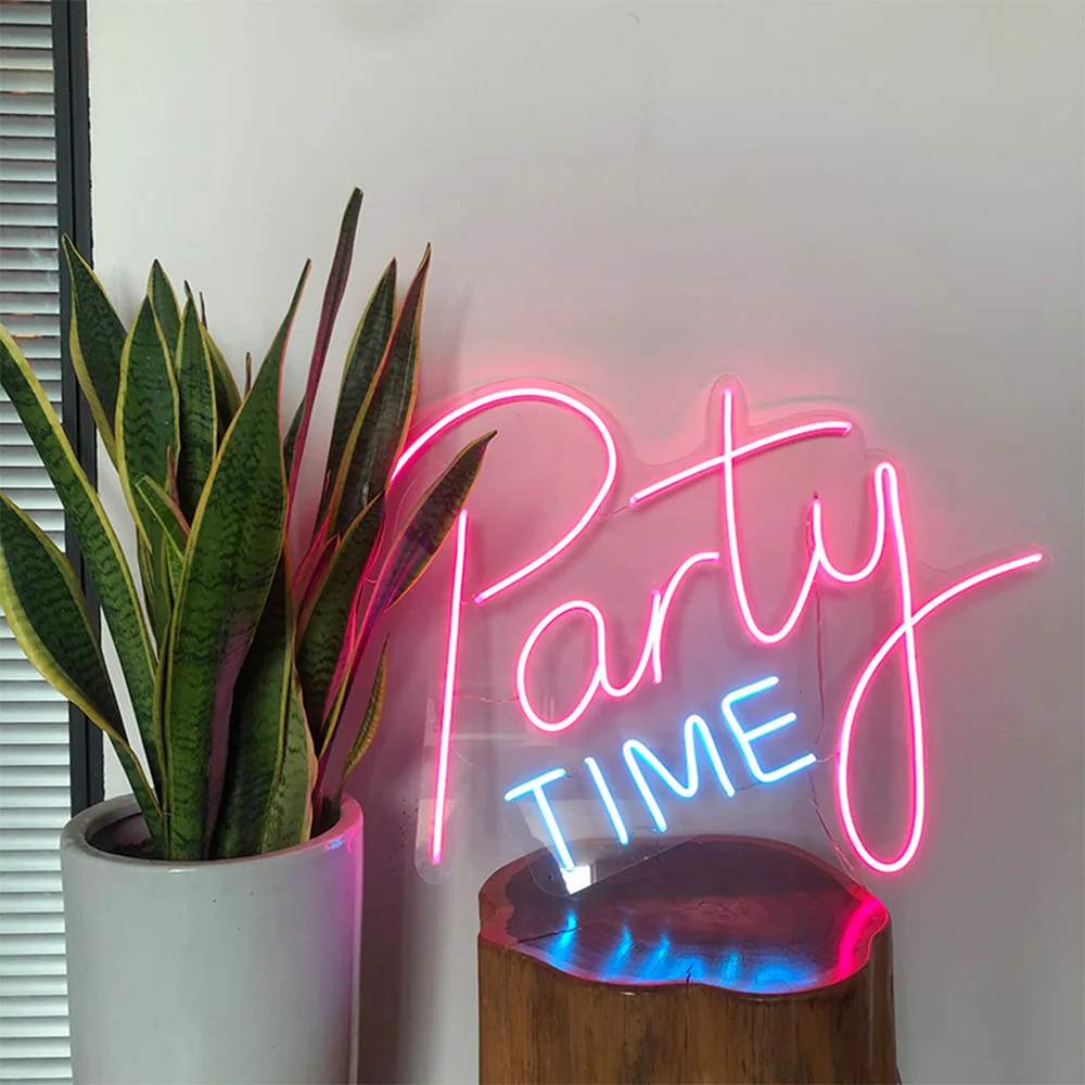 BOKUN 12V Party Time Eye-Catching LED Neon Sign Custom Made Neon Acrylic Sign Outdoor Indoor Decoration Party Birthday