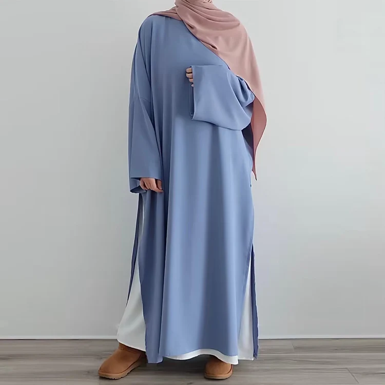 Saliman Supply New Abaya Designs 2025 Abayah Islam 2 Pcs Set Muslim Dress Crew Neck Traditional Muslim Islamic Clothing