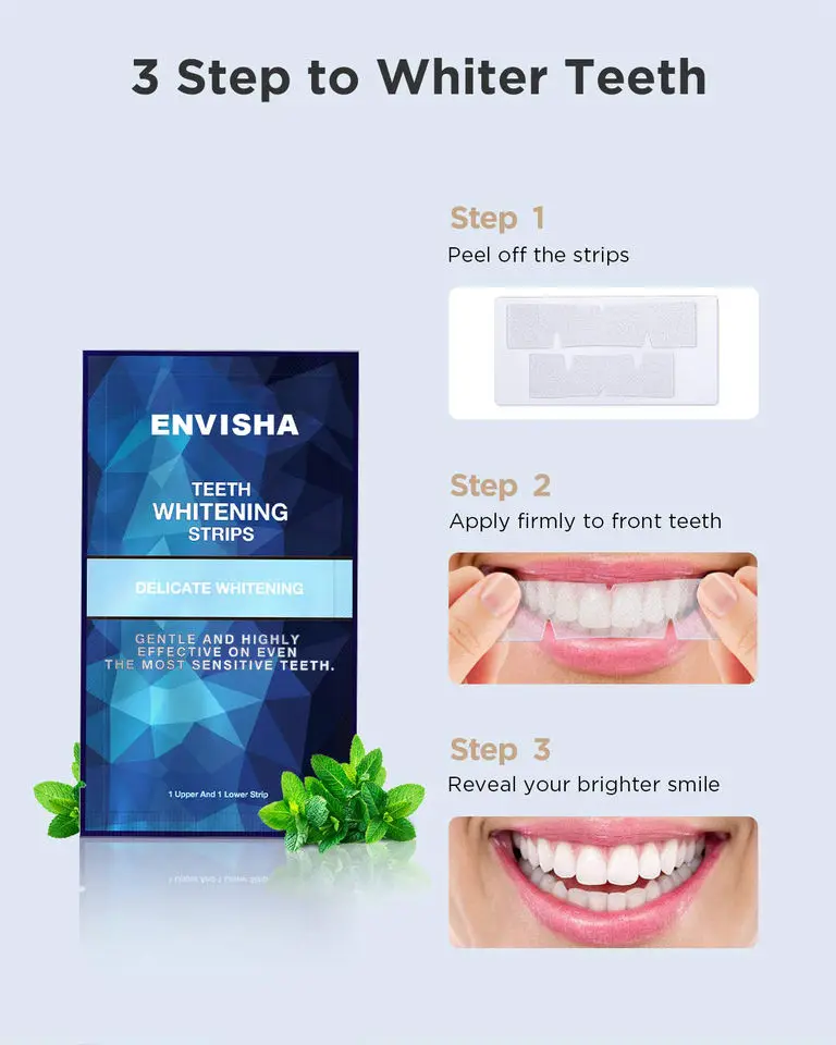 Dental Private Logo Teeth Whitening Strip Kit For Stain Removal Bleaching Care Cleaning Blanchiment Tooth Strip