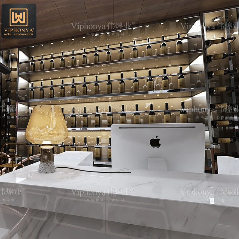 Advanced Fashion Metal Display Wine Rack Factory Design Wall-mounted Storage Wine Rack for Home Living Room Bar Hotel