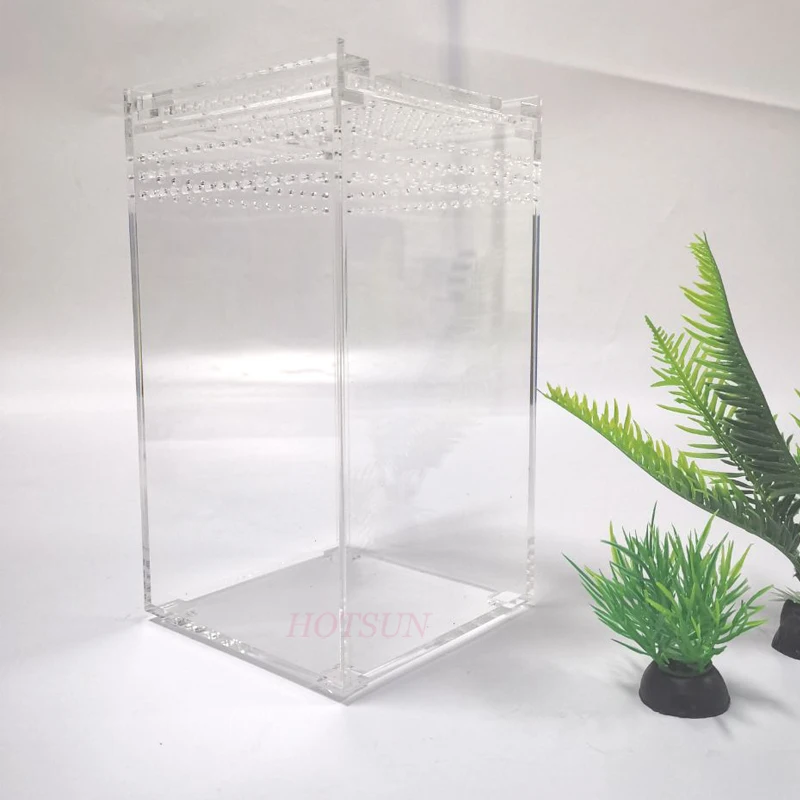 Magnetic 3x3x6 inch Acrylic Reptile Terrarium Cage Tank Box