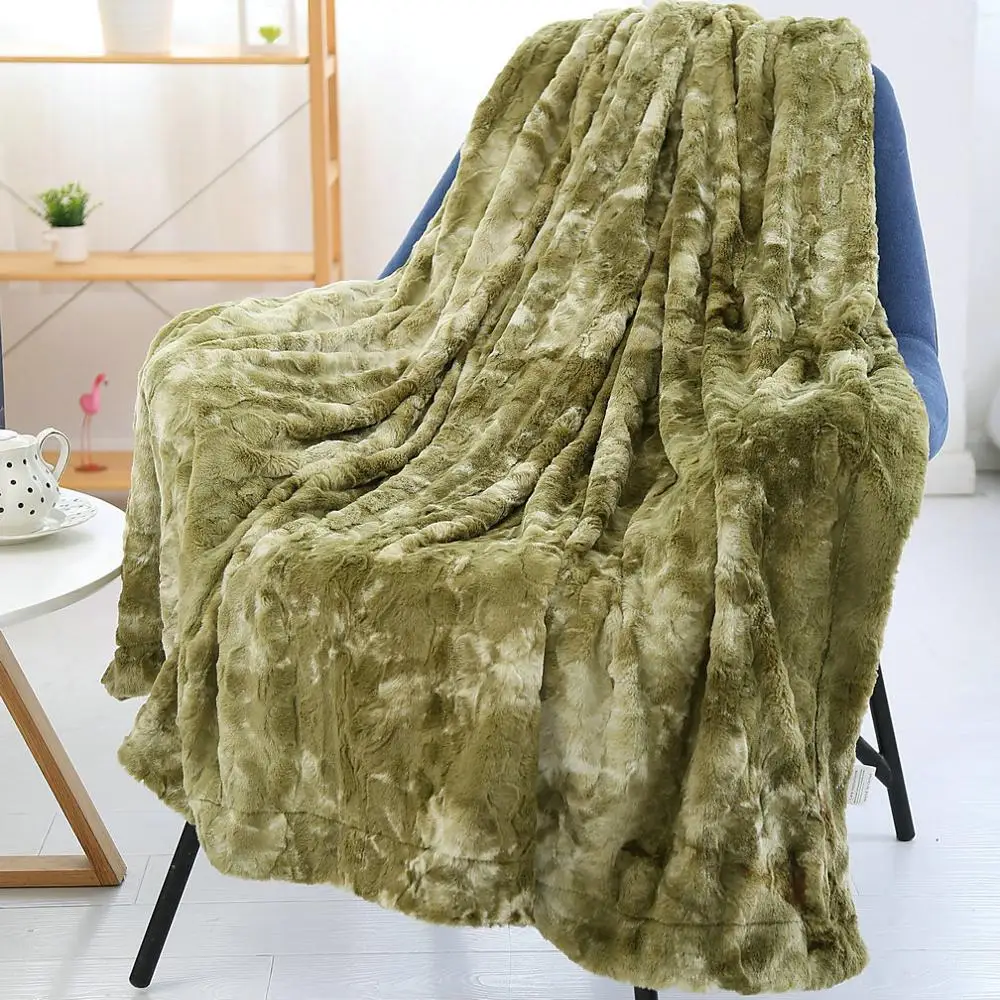 Large Faux Fur Blanket Mink Faux Fur Throw Blanket Super Soft Long Hair Plush Europe Coral Fleece Fabric Square Winter Nonwoven