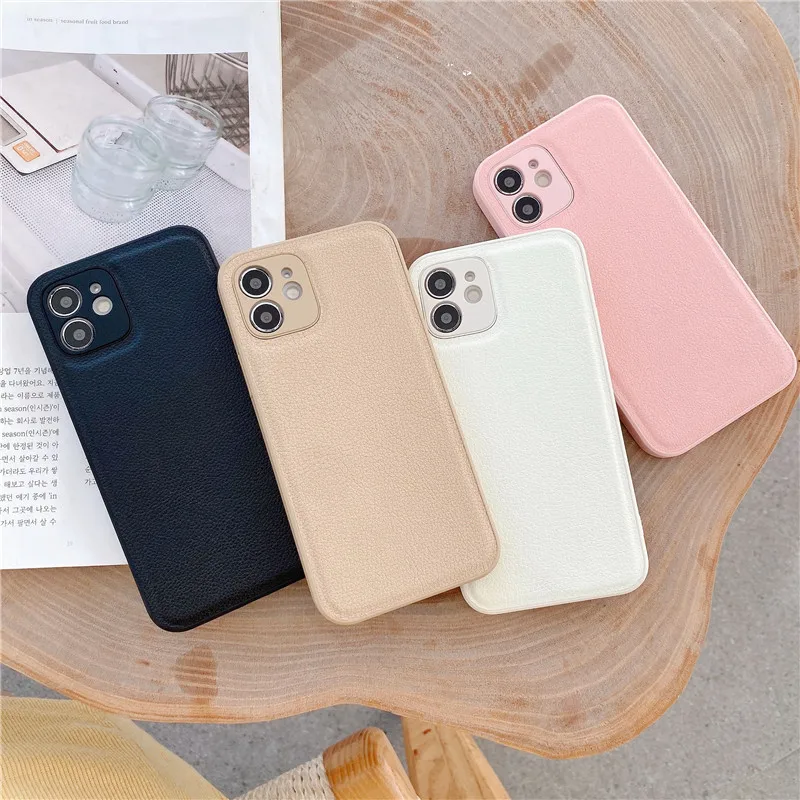 2022 New Fashion Simple Style PU Thin Soft Leather Unisex Full Cover Phone Case for iPhone 14 13 12 11 Pro Max XR X XS 7 8 Plus