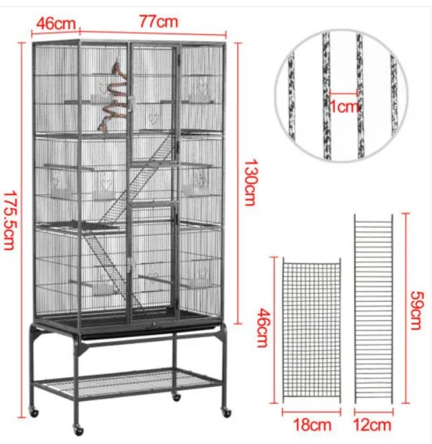 Factory Wholesale Double Floors Super Large Luxury Flying Parrot Villa Bird Cage Large