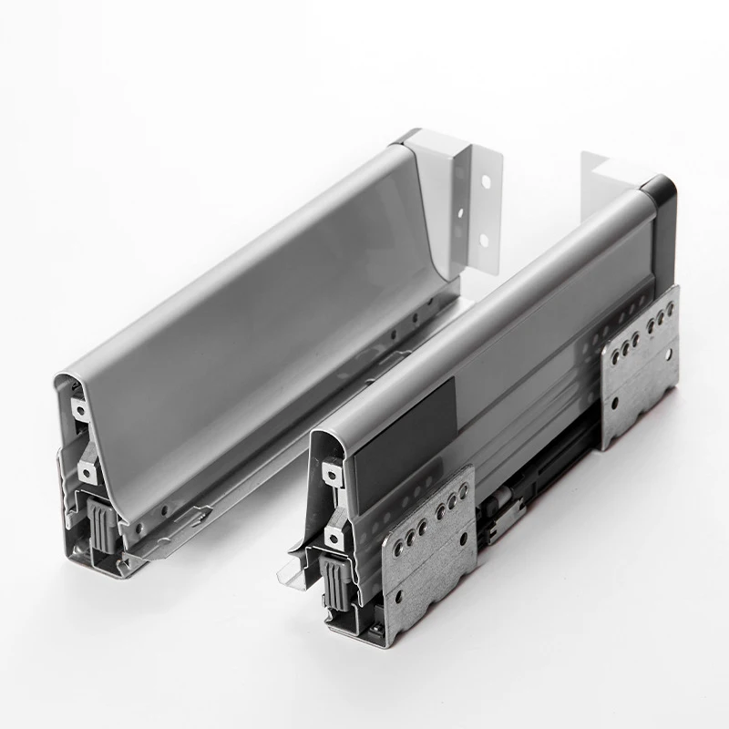 Grey Slim Box Kitchen Heavy Duty Soft Closing Undermount Metal Tandem Box Double Wall Cabinet Drawer Slide