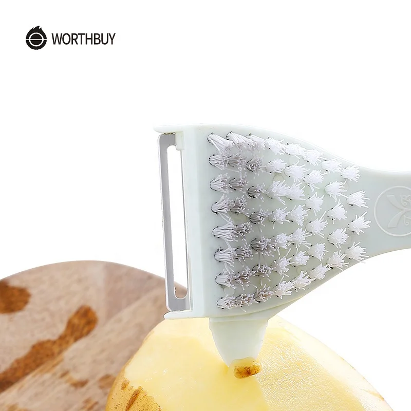 WORTHBUY Multifunctional Fruit Vegetable Peeler With Brush Plastic Carrot Potato Peeler Vegetable Grater Kitchen Accessories