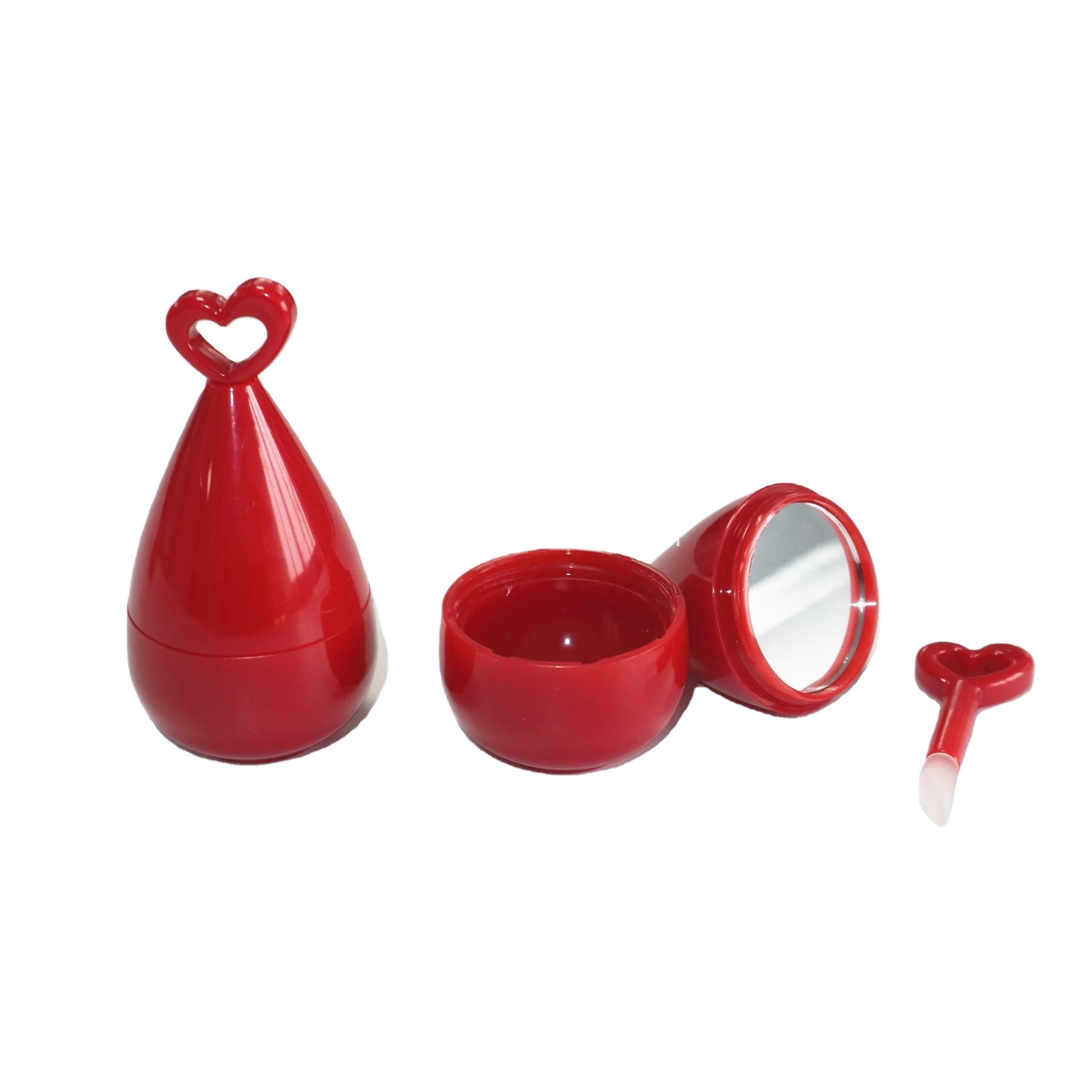 
China Suppliers lovely shape lip balm container plastic empty lip balm ball container with silicone brush 