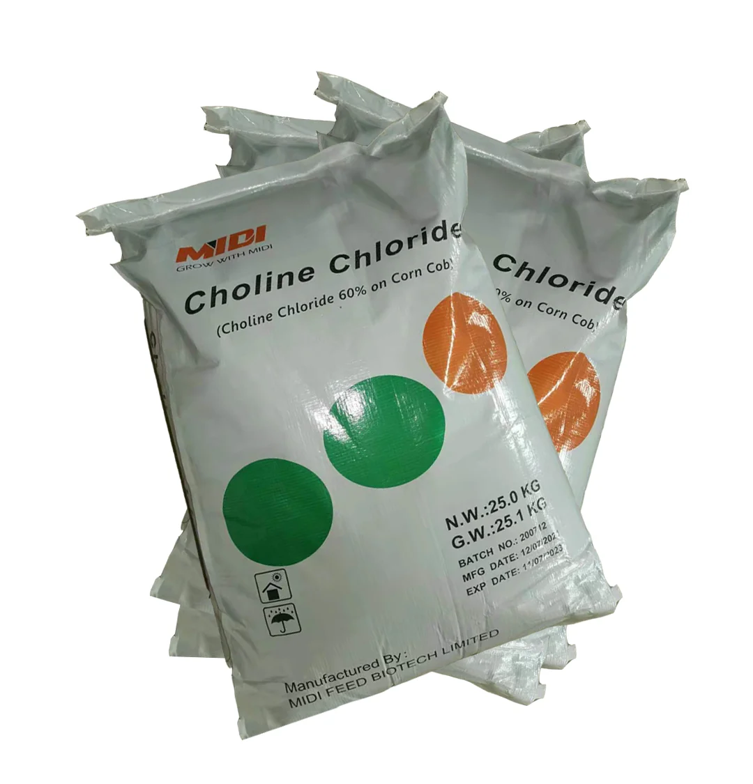 2024 New Product 60% Choline Chloride Corn Cob Poultry Feed Amino Acid Animal Feed Fish Pig Horse Cat Dog Variety Palm Packaging