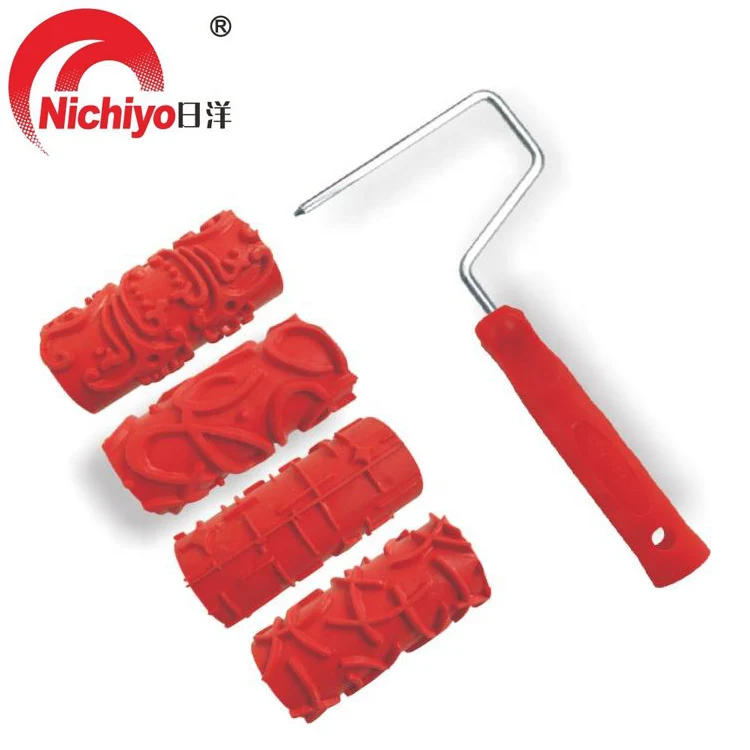 Decorative Rubber Roller Texture Roller DIY Patterned Paint Roller With Handle
