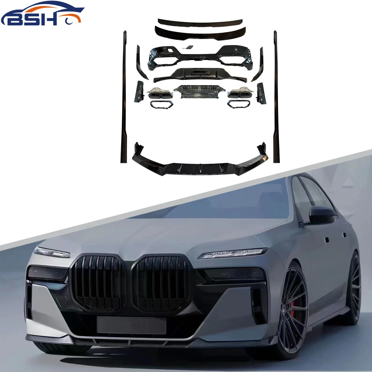 Hot selling wholesale Front Rear Bumper For G70 7 Series Sport upgraded M760 Black knight Aerokit body kit