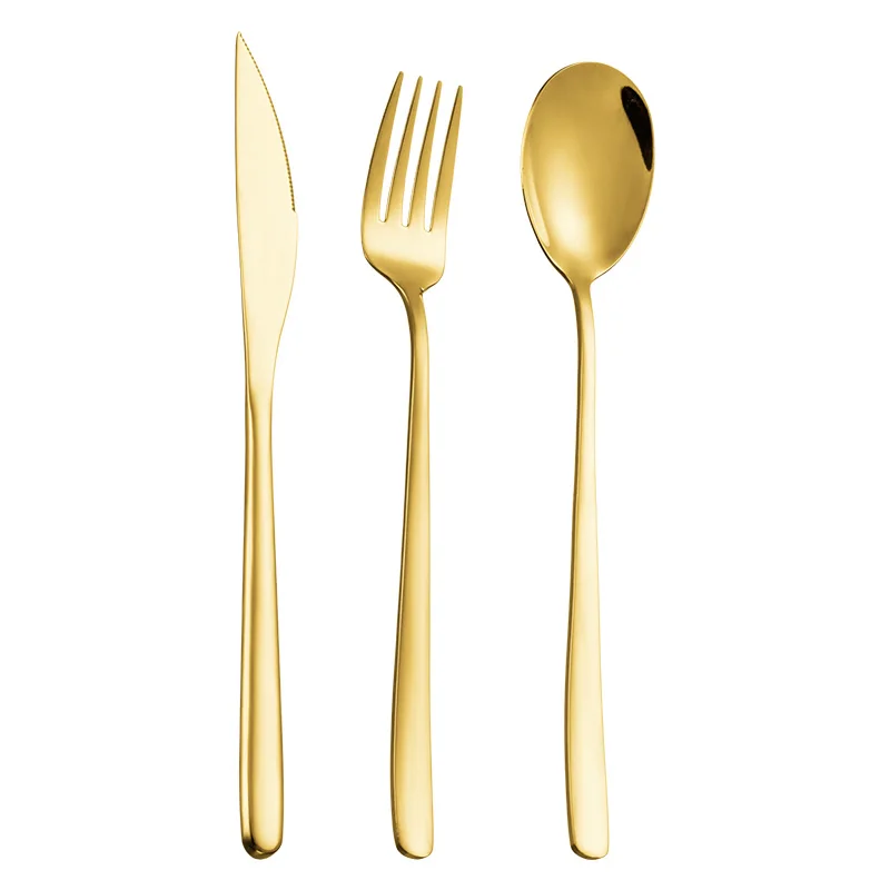 304 Stainless Steel Korean Knife Fork Spoon Flatware gold cutlery set