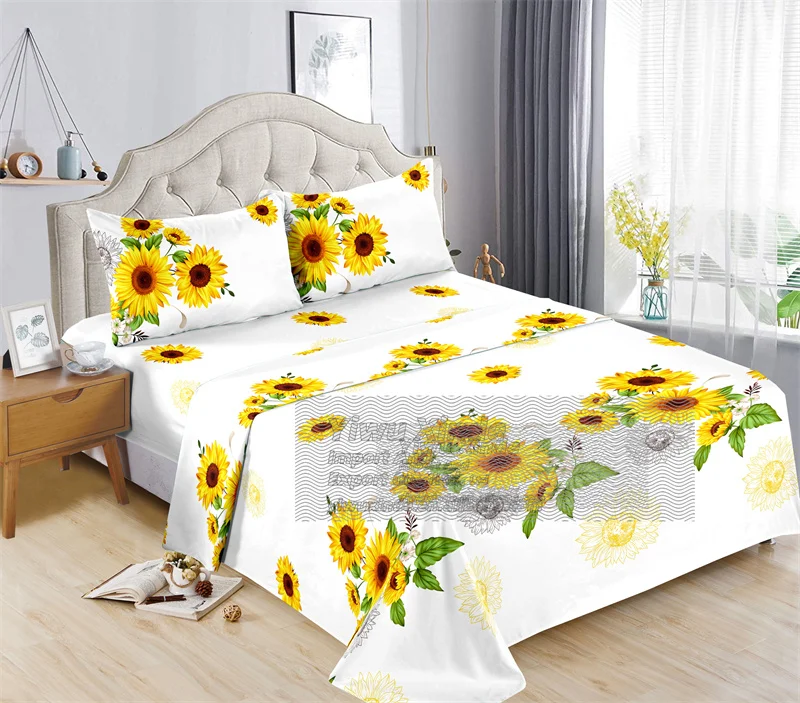Wholesale luxury customized printed thick cotton sheet set 6 pcs queen king size sheets bedding for bed 6 pieces set