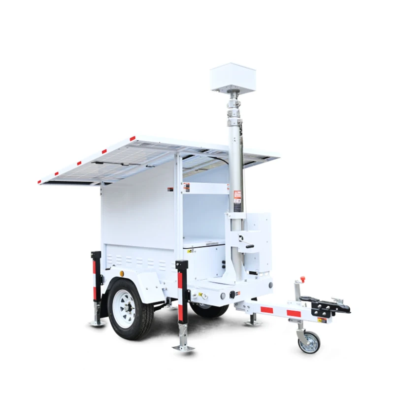 BIGLUX Full autonomy Installation Free 2 Panels Mobile Solar Power Surveillance CCTV Trailer For Outdoor Security
