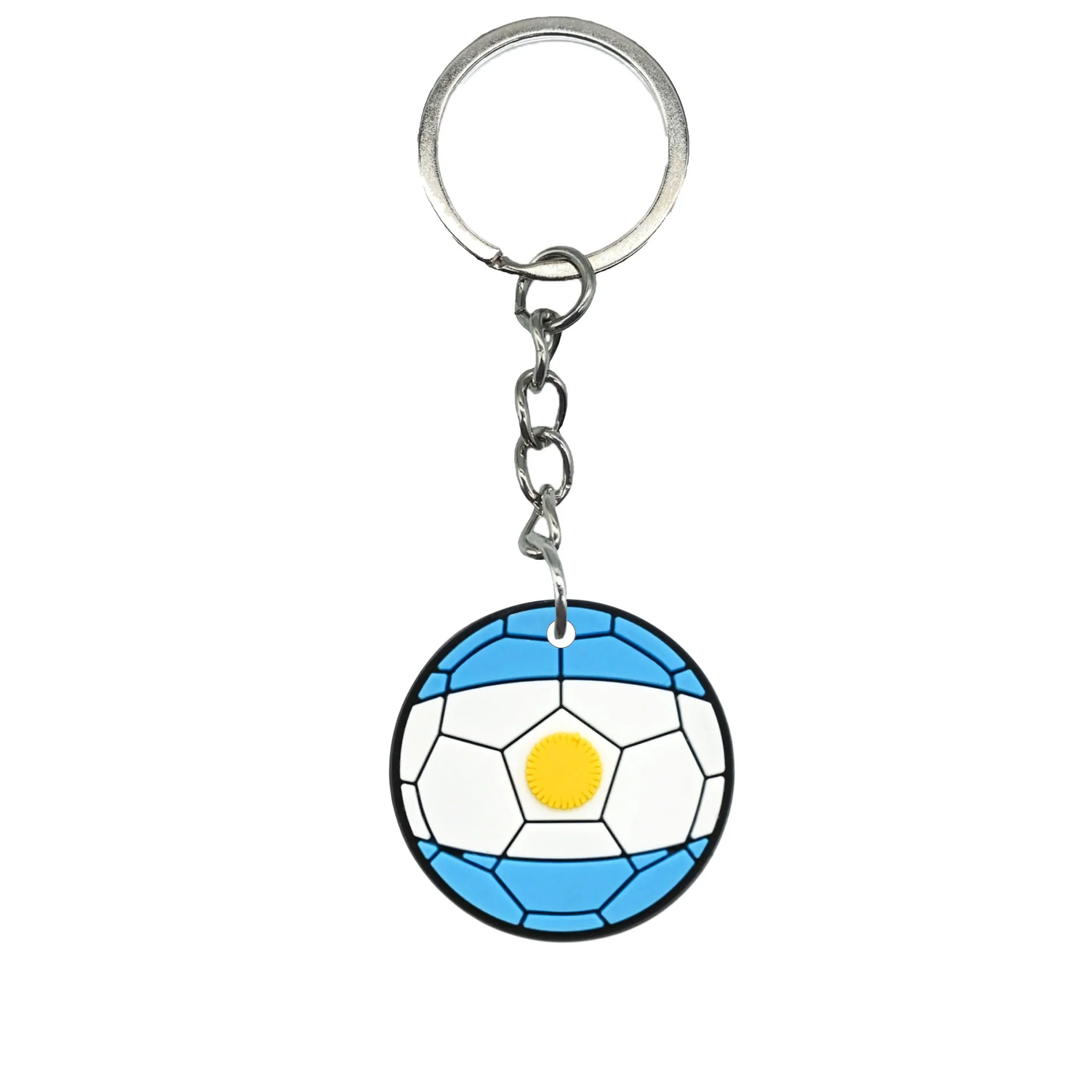 New Arrival 2D PVC Keychains Popular Cartoon Football & Metal Alloy Self-Defense Keychains from Argentina UV Printed Keychains