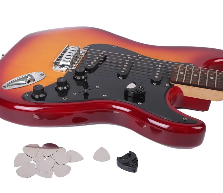 20Pcs/set Metal Guitar Picks Plectrums Stainless Steel Picks Holder Black with Picks Storage Case