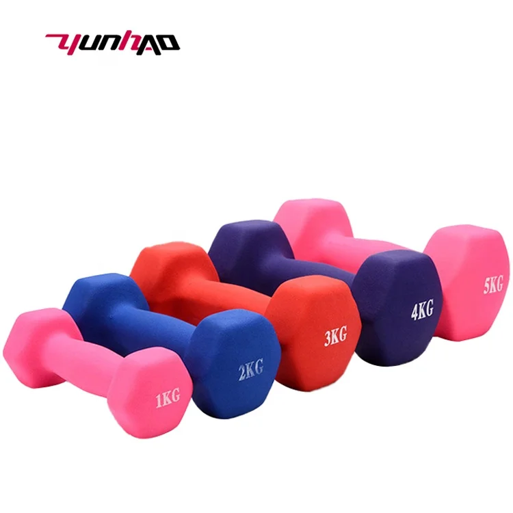 Gym exercise equipment free weight fixed colorful aerobic dumbbell, Gym dumbbell set for sale