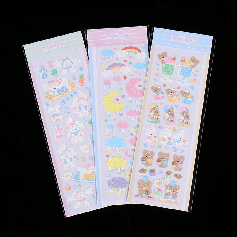 Wholesale K-pop custom printing  Lovely Journal Decoration holographic vinyl custom die cut sticker sheet