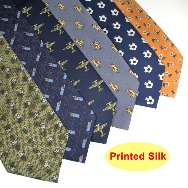 High Quality Wholesale Handmade 100% Silk Printed Neckties Custom Silk Printed Mens Ties