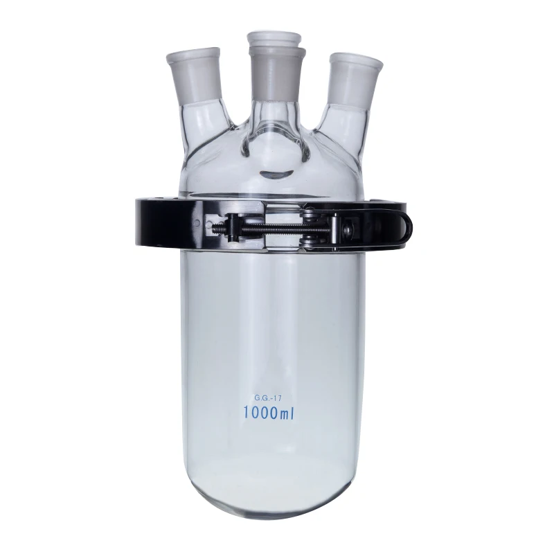 Lab single one layer flat flange open mouth cylinder barrel sphere shape single two 2 neck glass reactor reaction kettle vessel