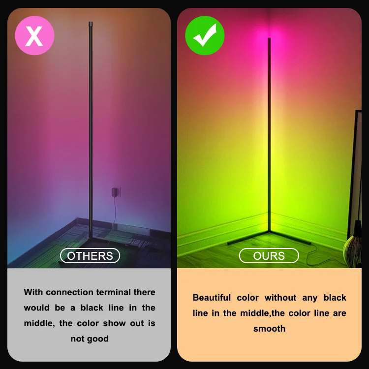 Indoor Home Decor Smart Corner Floor Standing Standard Lamp Lighting Modern Stand Floor Light LED RGB Floor Lamps