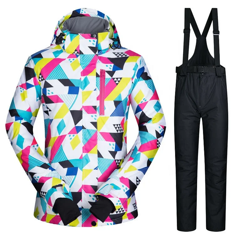 custom winter keep warm womens detachable hooded ski race snowboard suit snow jacket pant set