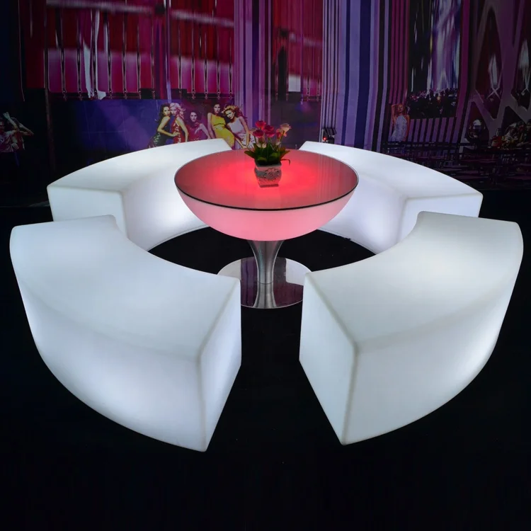 Led glowing bench event wedding sofa plastic garden furniture bench led chair