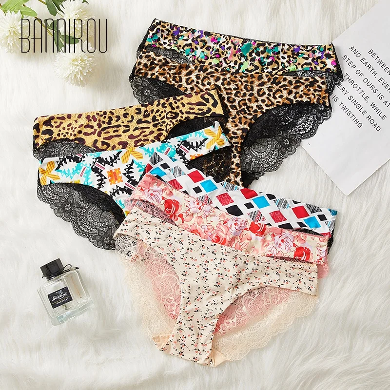 Оптовая продажа нижнее белье леопардовые женские трусы бесшовные сексуальные кружевные трусики для женщин