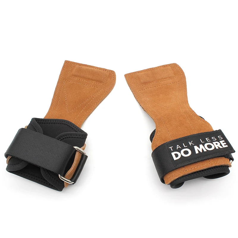 Aolikes Adjustable Non-Slip Weight Lifting Grips Leather Hooks Straps for Deadlifts Pull-ups Heavy Shrugs Wrist Wrap Wrap Gloves
