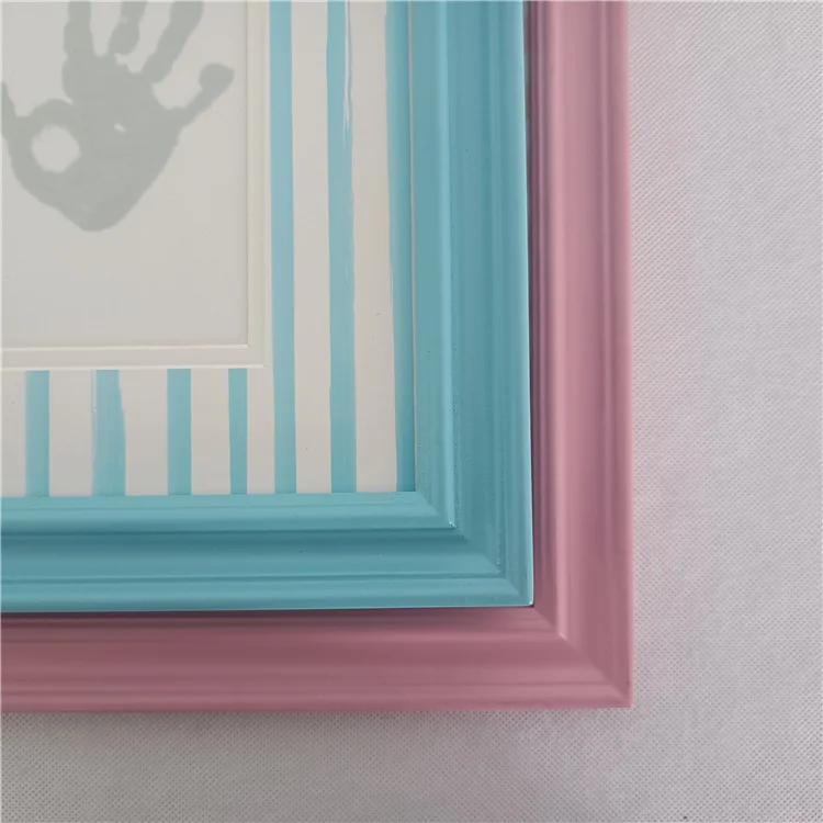 3 Open Rectangle Gallery Frames Newborn Handprints and Footprints Kit Solid Wood Baby Photos