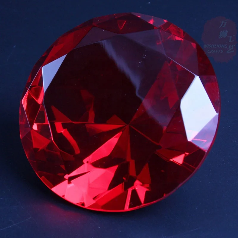 Factory Price Crystal Diamond 20 mm-200 mm Red Diamond Crystal Paperweight Large Crystal Diamond For Souvenir Decoration CDP-01R