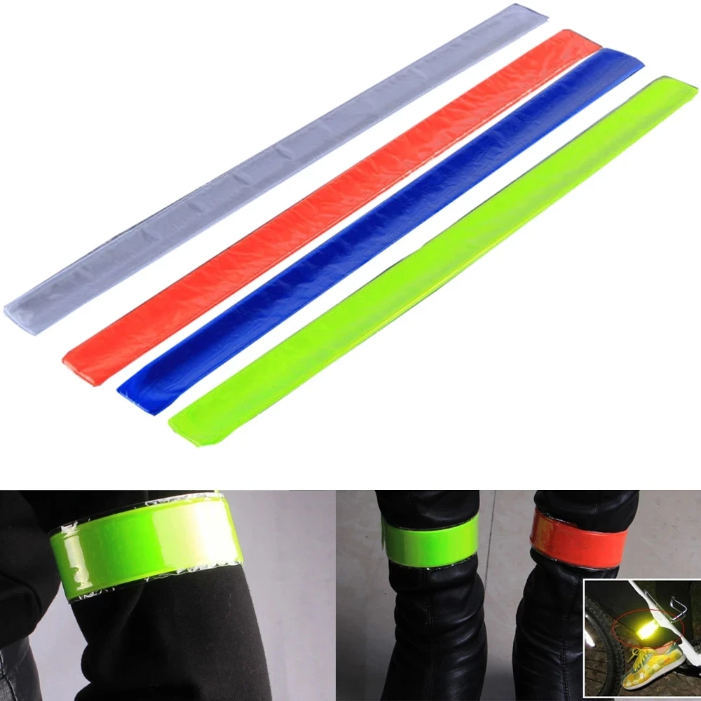 30 x 3cm High Visibility Safety Bands Arm Ankle Wrist - Neon Yellow Reflective Luminous Strips Reflector Snap Bands
