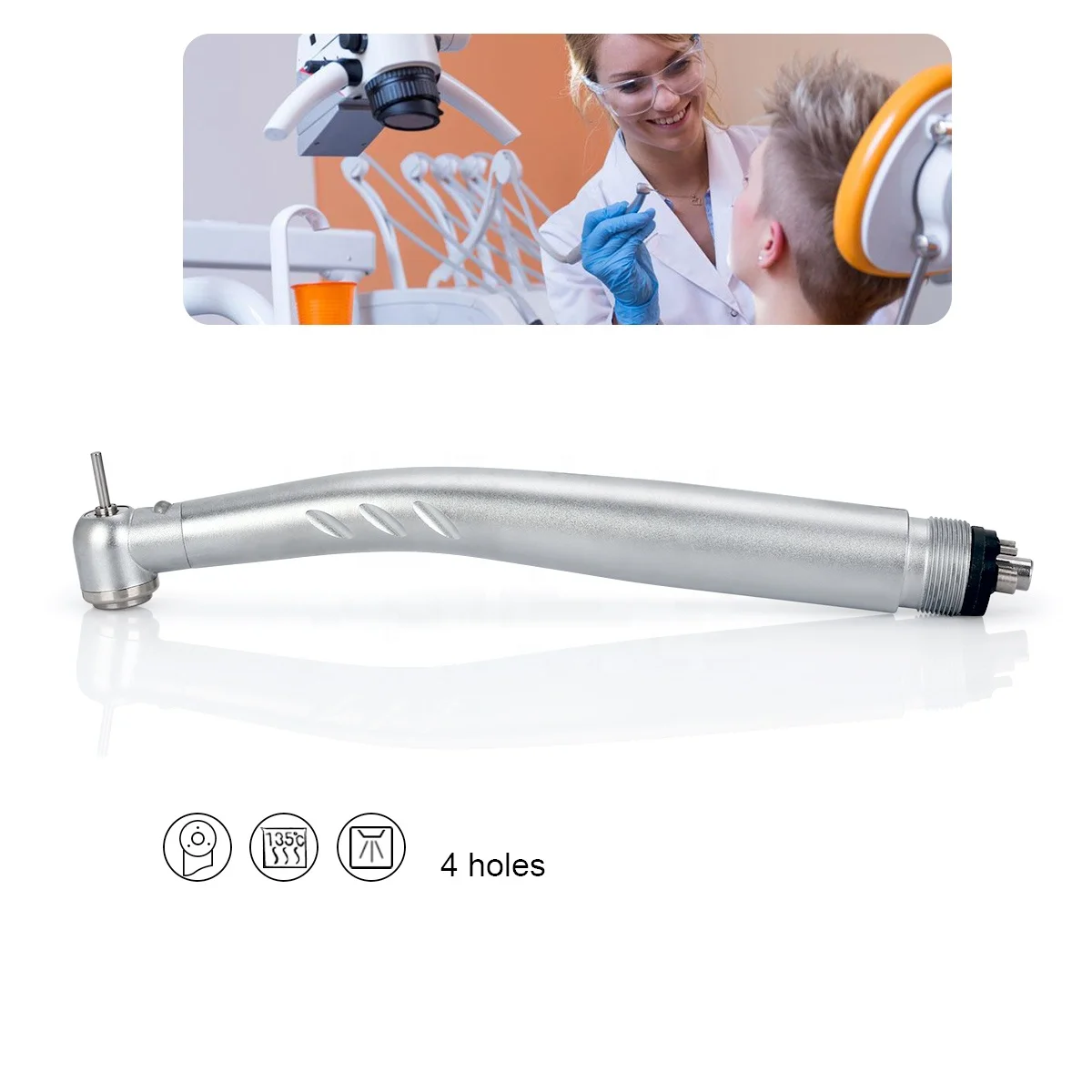 
Approved LED E-generator Integrated High Speed Handpiece Standard Head Push Button Handpiece With 2/4 Hole 