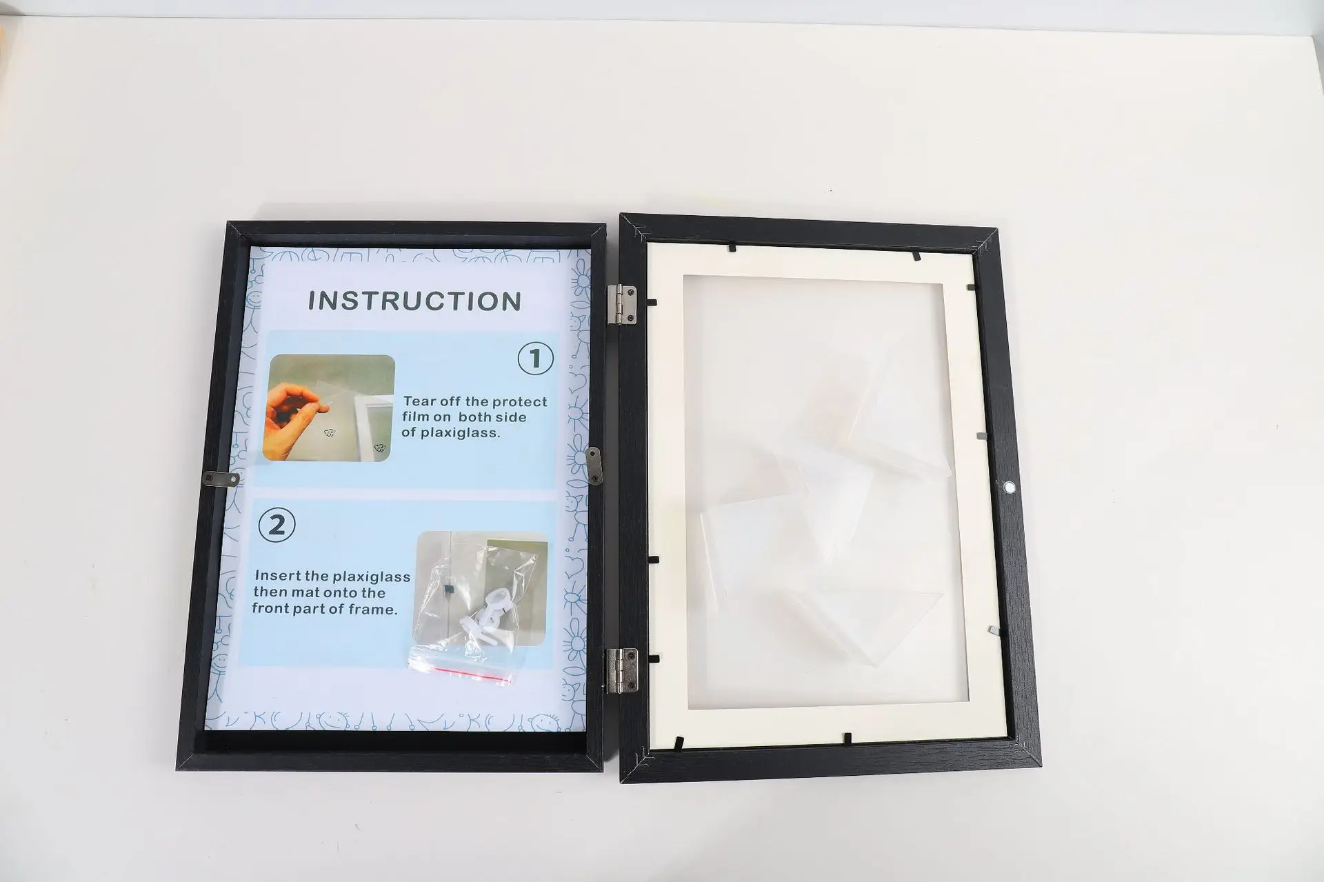 Custom Black Wood Photo Frame Set Of  Display Pictures With Mat Or Without Mat Multi Picture Frames Collage For Wall Or Tableto