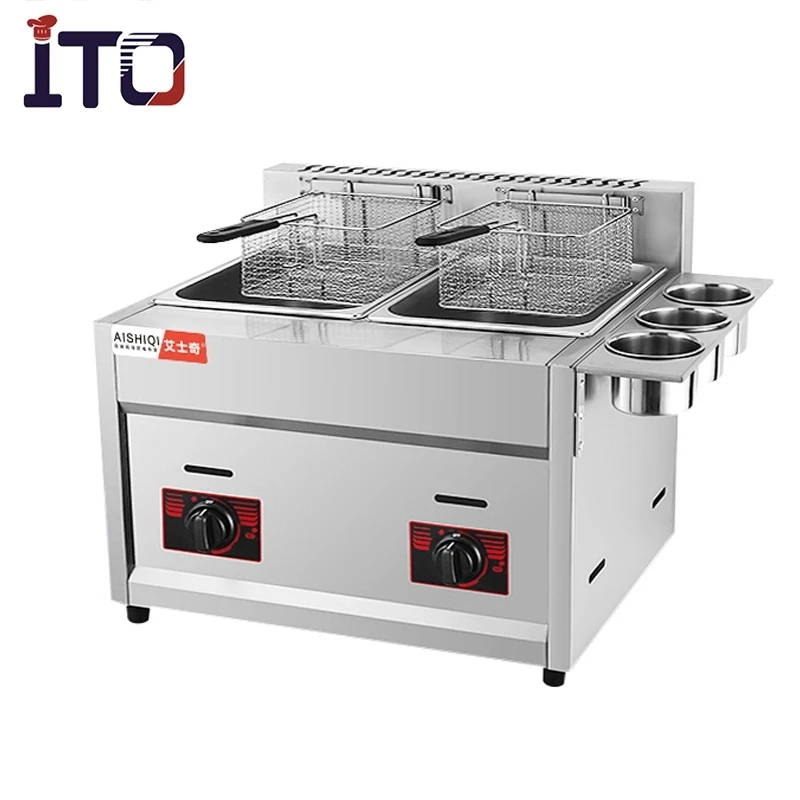 Commercial High Quality Tabletop Stainless Steel Gas Deep Fryer Machine