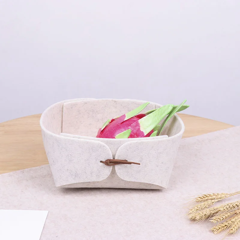 Set Of 3 Felt Fabric Mini Collapsible Storage Basket Small Cheap Felt Gift Basket