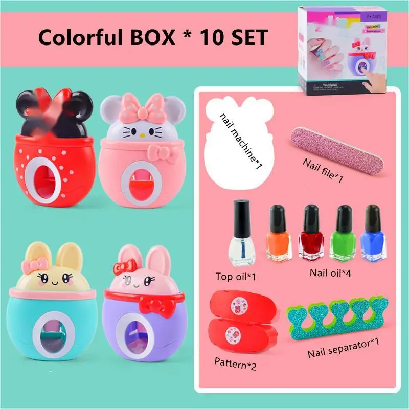 Детский и детский макияж «сделай сам» ПЕЧАТНАЯ МАШИНКА для ногтей макияж лак для ногтей подарок косметика для девочек игрушечный набор