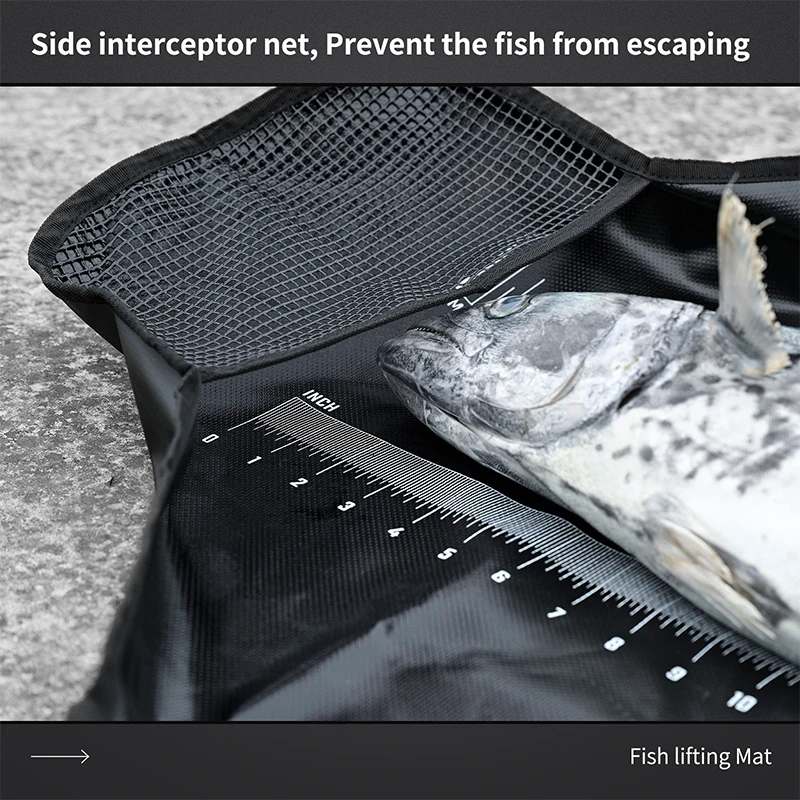 WEIHE OEM fish lifting mat with ruler fish length measure mat fishing gear fishing unhooking mat measuring sling fish bags pesca